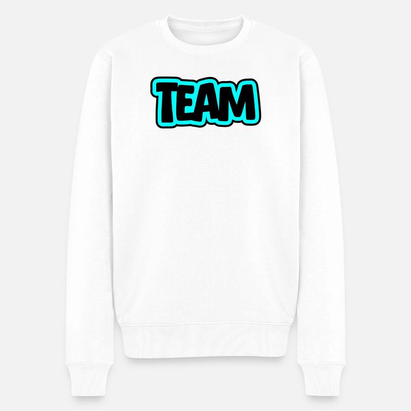 Team Schriftzug - Männer Premium Bio Pullover - Weiß