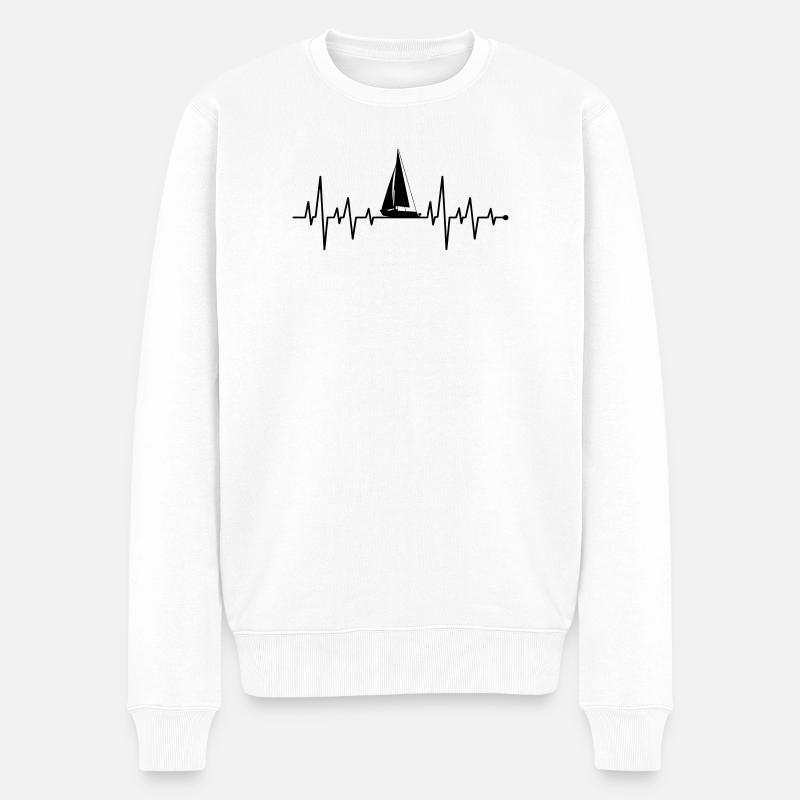 Segelboot Herzschlag - Männer Premium Bio Pullover - Weiß