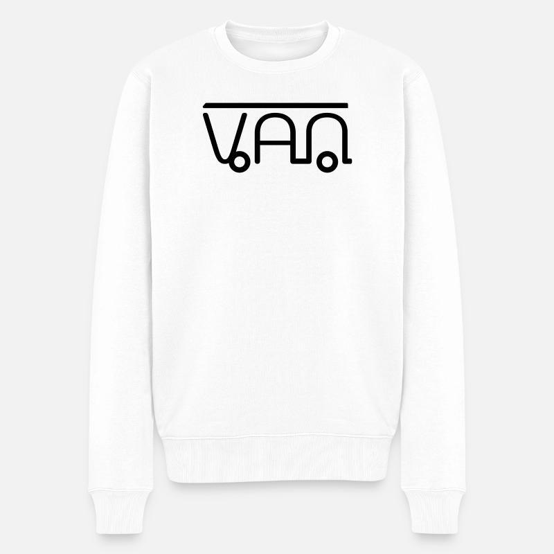 Van Camper Illustration aus Buchstaben - Männer Premium Bio Pullover - Weiß