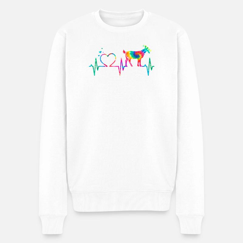 Regenbogenherzziege - Männer Premium Bio Pullover - Weiß