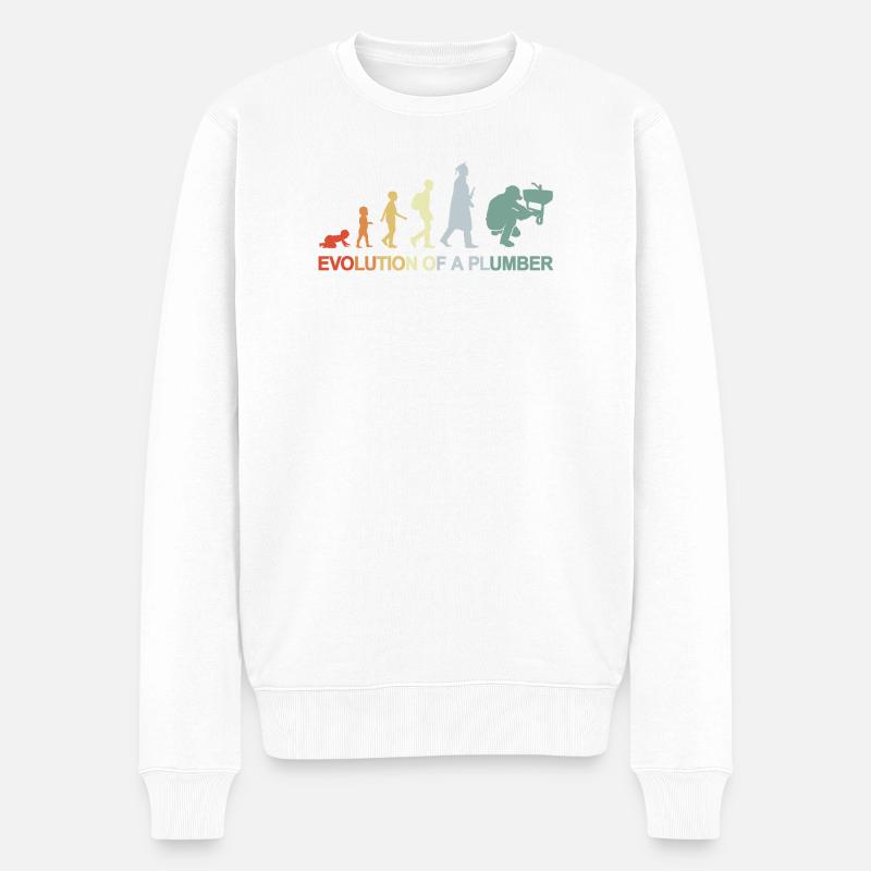 Évolution du plombier - Pull Premium bio Homme - blanc