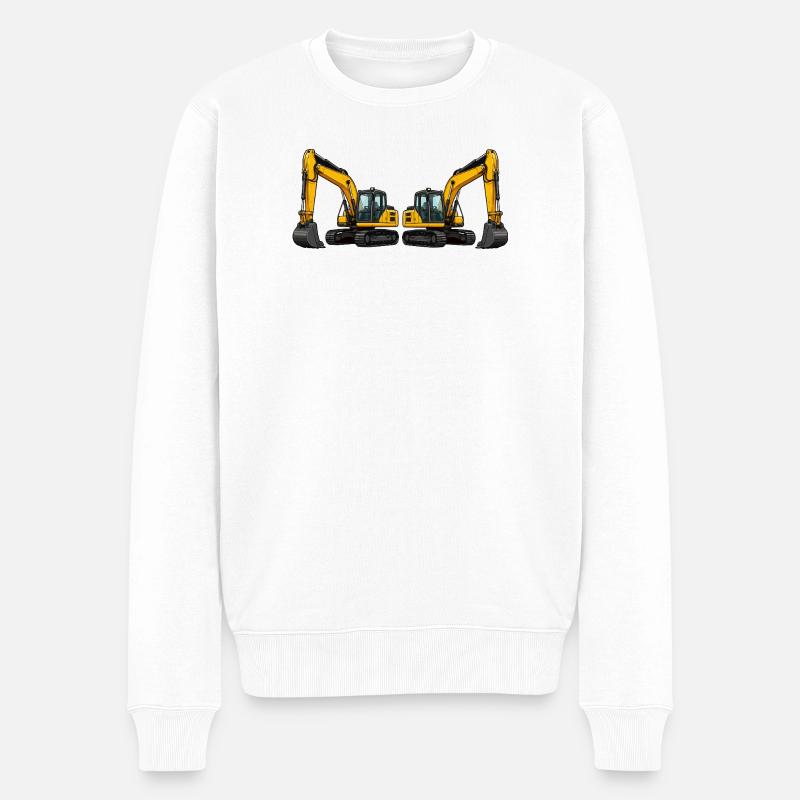 Bagger Fahrzeug Maschine - Männer Premium Bio Pullover - Weiß
