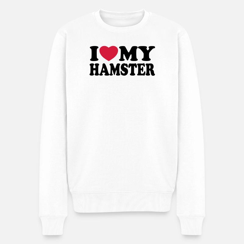 I love my hamster - Ich liebe mein Hamster - Männer Premium Bio Pullover - Weiß