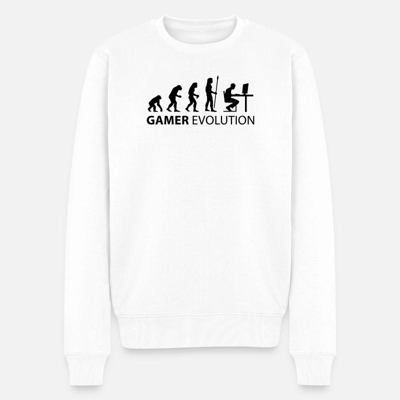 l'évolution de gamer - Pull Premium bio Homme - blanc