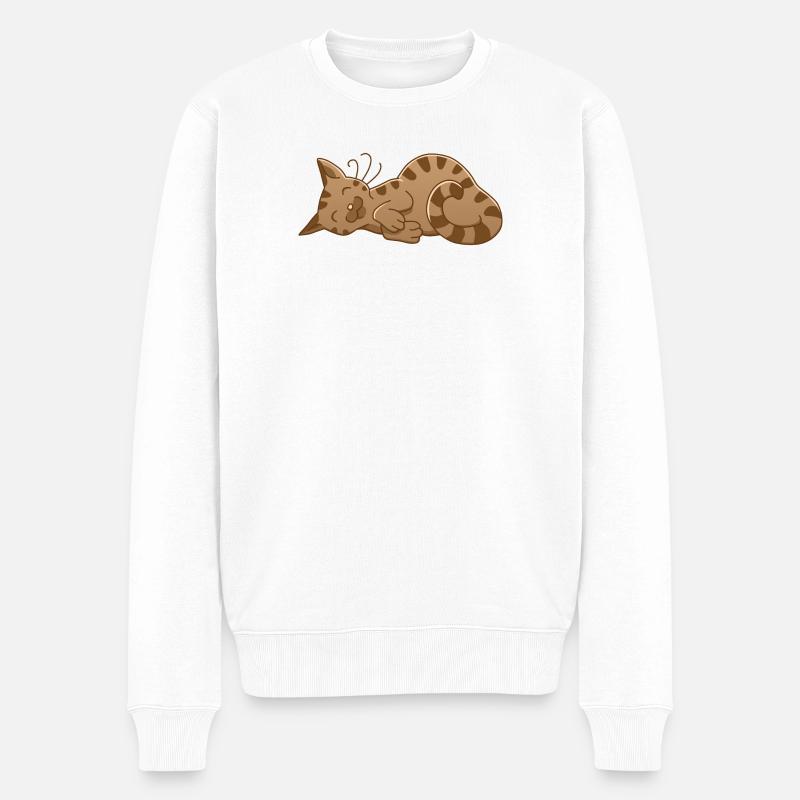 sleeping cat - Männer Premium Bio Pullover - Weiß