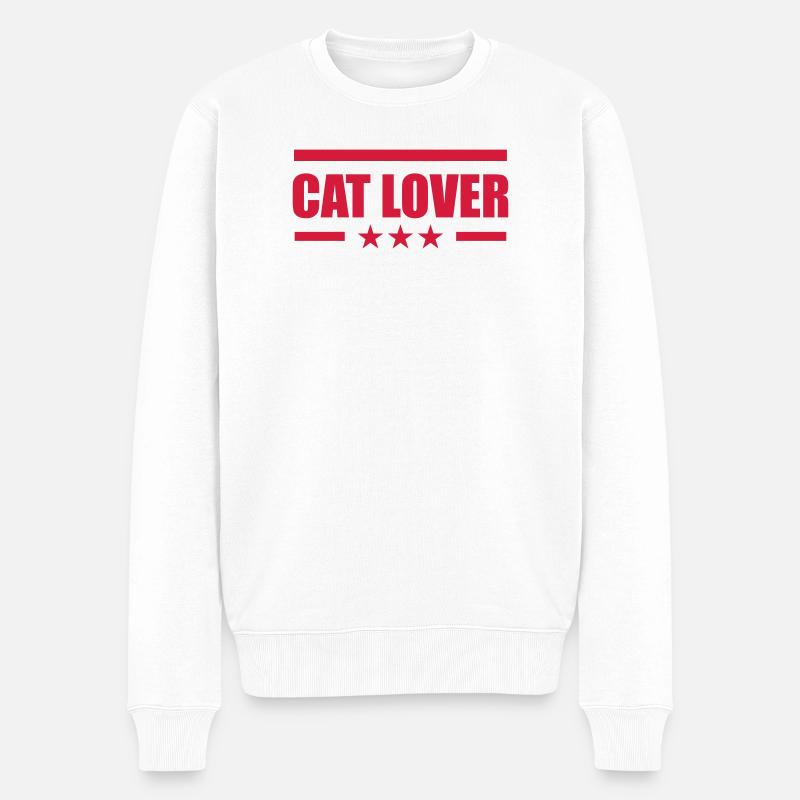 Cat Lover - Männer Premium Bio Pullover - Weiß