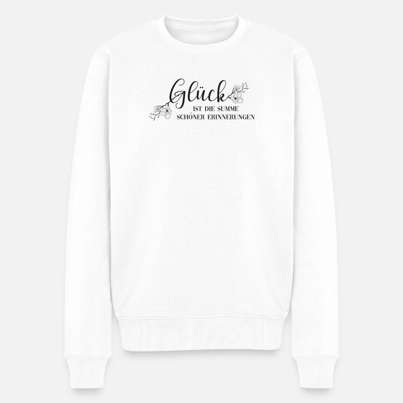 Glück ist die Summe schöner Erinnerungen - Männer Premium Bio Pullover - Weiß