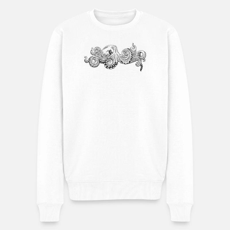 Oktopus – Oktopus-Schwarzmuster - Männer Premium Bio Pullover - Weiß