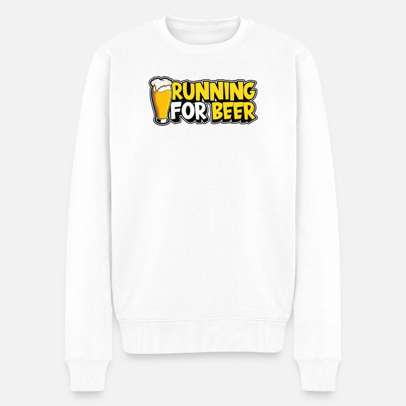 Laufen für Bier - Männer Premium Bio Pullover - Weiß