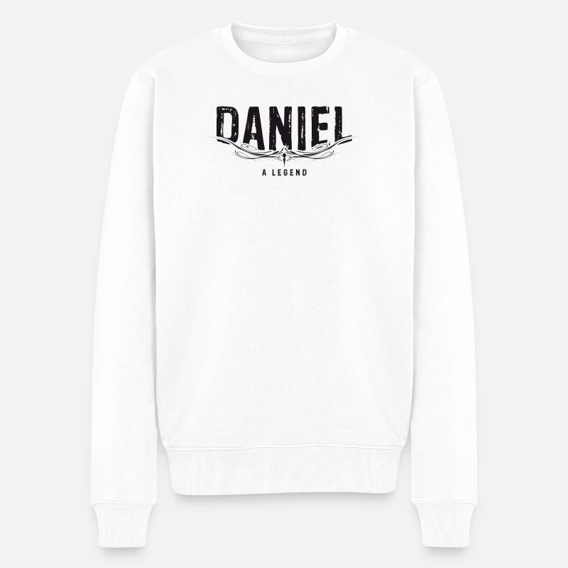 DANIEL A LEGEND verziert - Männer Premium Bio Pullover - Weiß