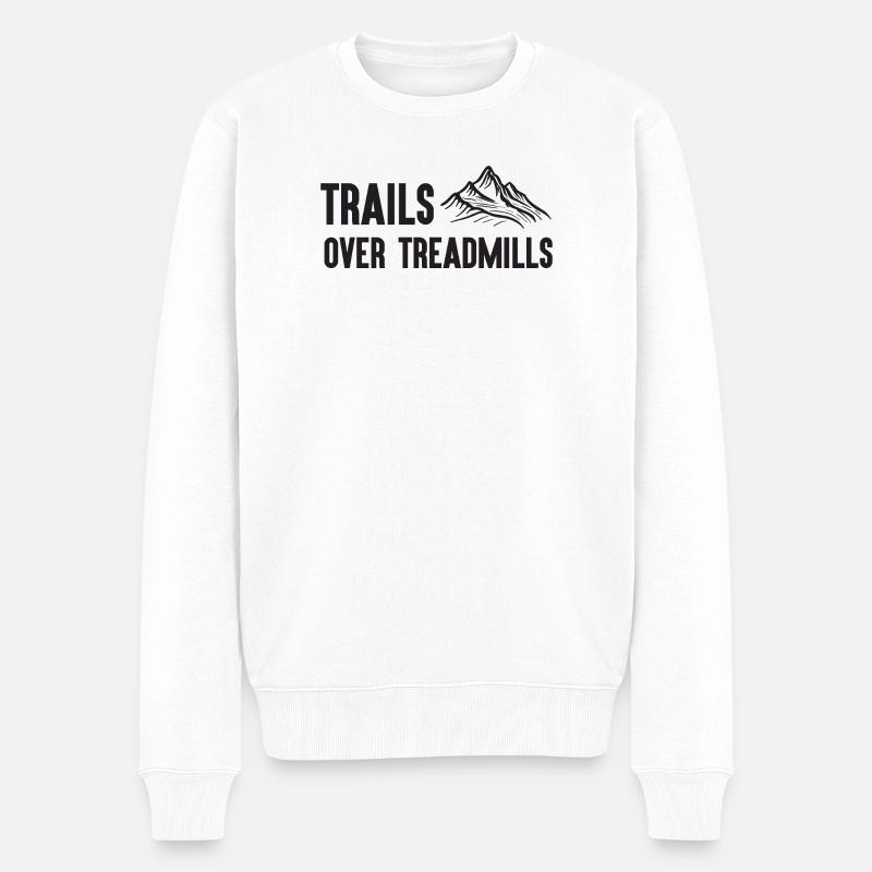 Trailrunning - Trails über Laufbänder - Männer Premium Bio Pullover - Weiß