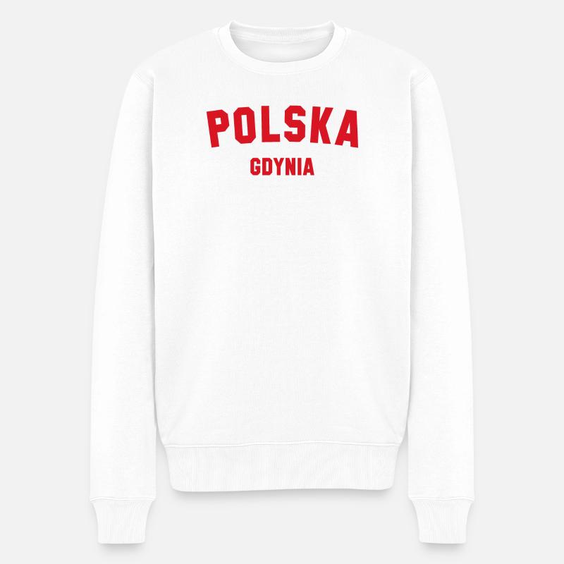 GDYNIA Polska Polen - Männer Premium Bio Pullover - Weiß