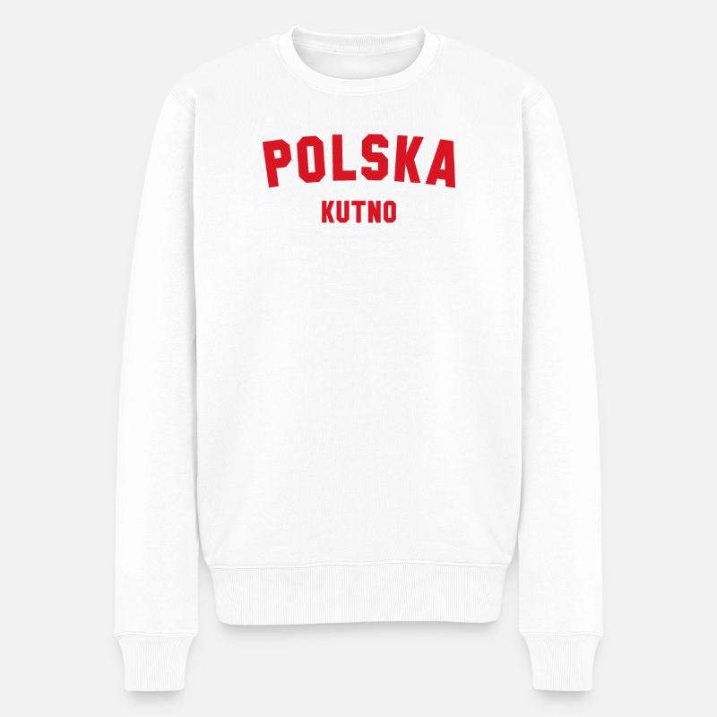 KUTNO Polska Poland Polen - Männer Premium Bio Pullover - Weiß