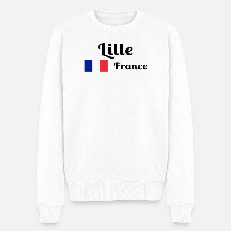 Lille Frankreich - Stilvolle Drucke - Männer Premium Bio Pullover - Weiß