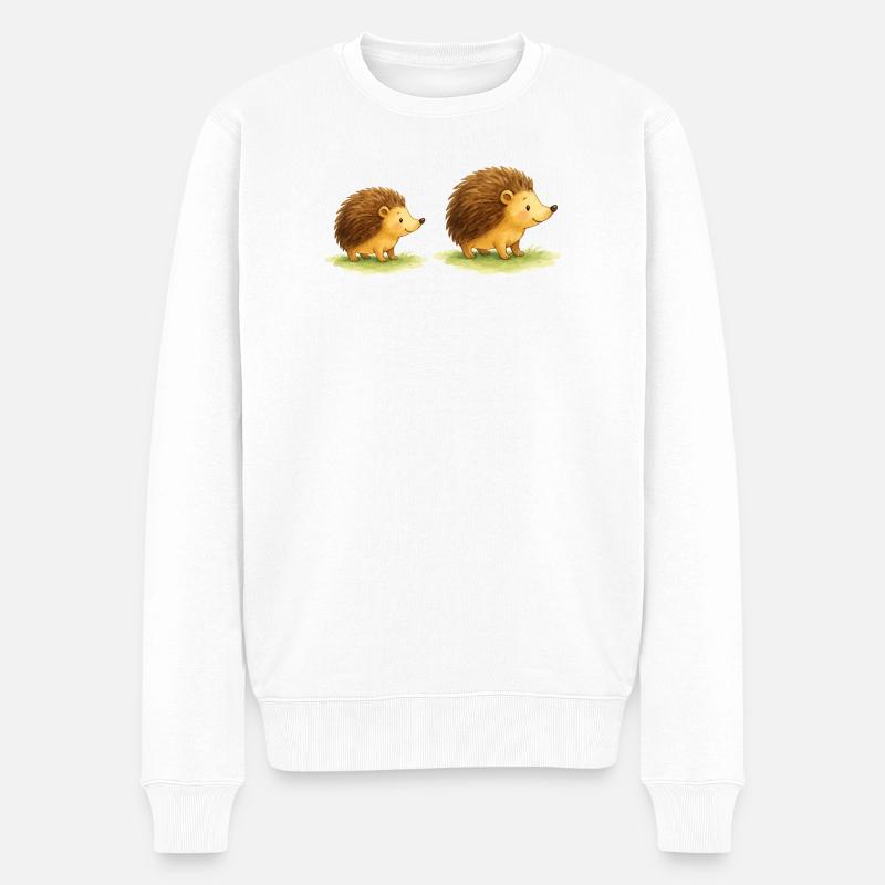 Niedliche Igel für Kinderkleidung - Männer Premium Bio Pullover - Weiß