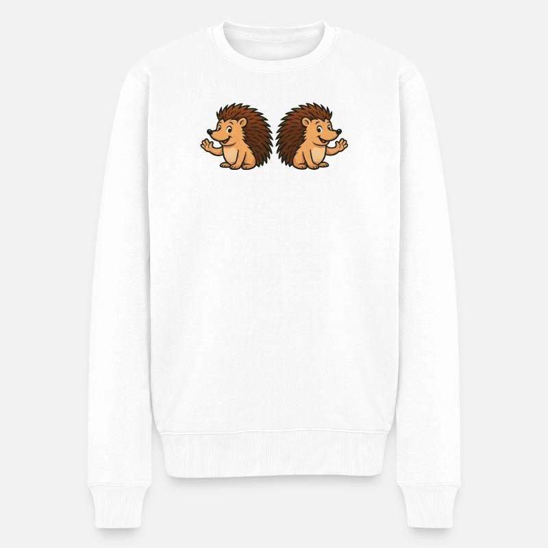 Bande dessinée hérisson mignon - Pull Premium bio Homme - blanc