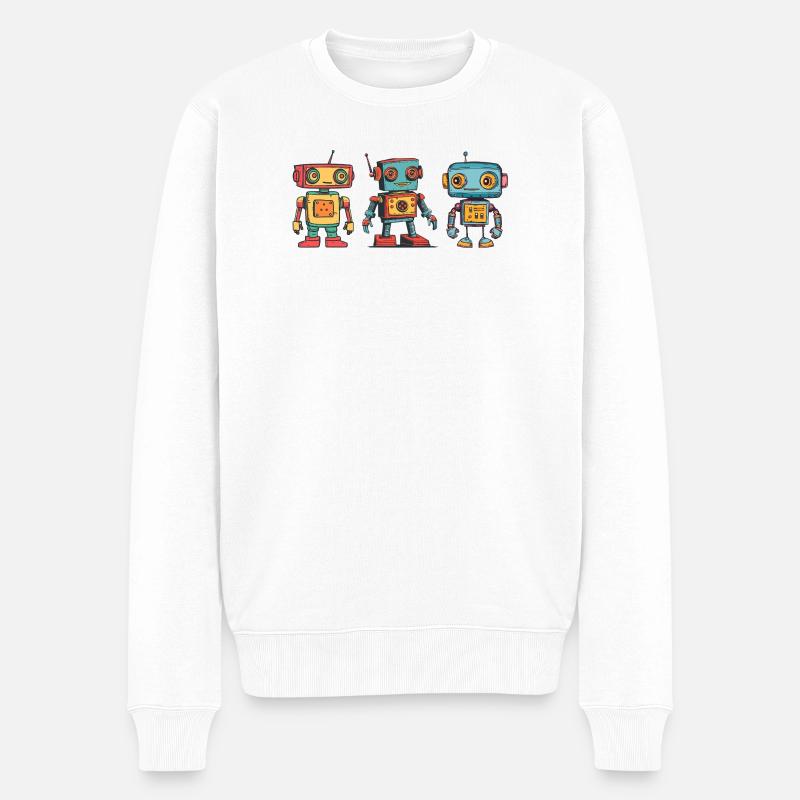 Illustration de robot rétro nostalgique - Pull Premium bio Homme - blanc