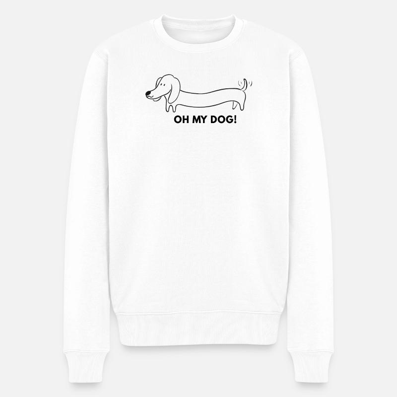 Langer Dackel Cartoon - Männer Premium Bio Pullover - Weiß