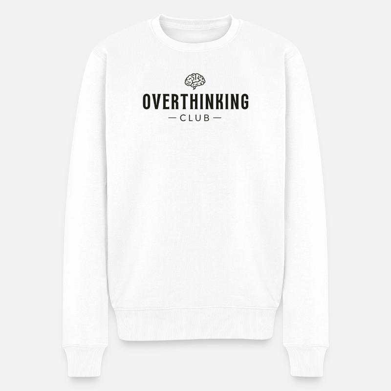 Overthinking Club Minimal Vintage Design - Männer Premium Bio Pullover - Weiß