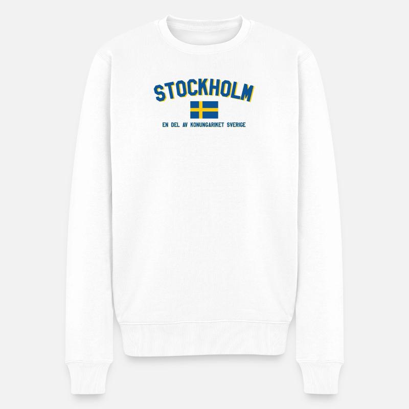 Stockholm Retro Flagge - Männer Premium Bio Pullover - Weiß