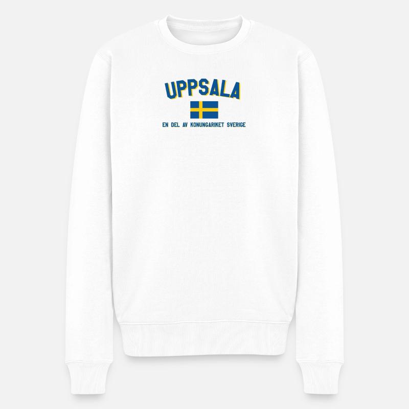 Logo d’Uppsala avec drapeau - Pull Premium bio Homme - blanc