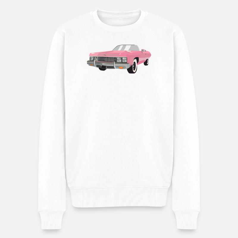 Pinke Auto-Rohlinge - Männer Premium Bio Pullover - Weiß