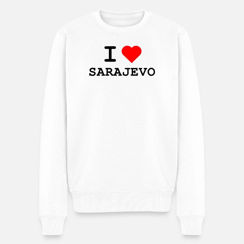 I love Sarajevo - Ich liebe Sarajevo - Männer Premium Bio Pullover - Weiß