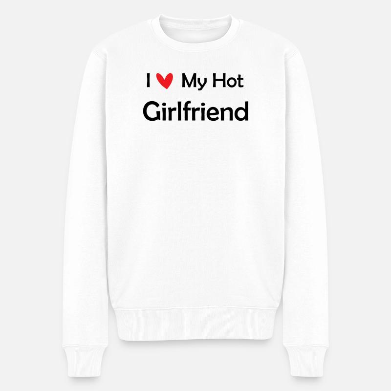 Herz-Schriftzug mit rotem Herz - Männer Premium Bio Pullover - Weiß