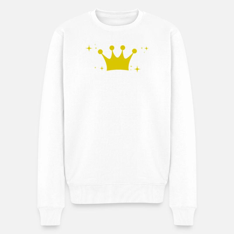 Krone - Geschenkidee - Sterne - Männer Premium Bio Pullover - Weiß