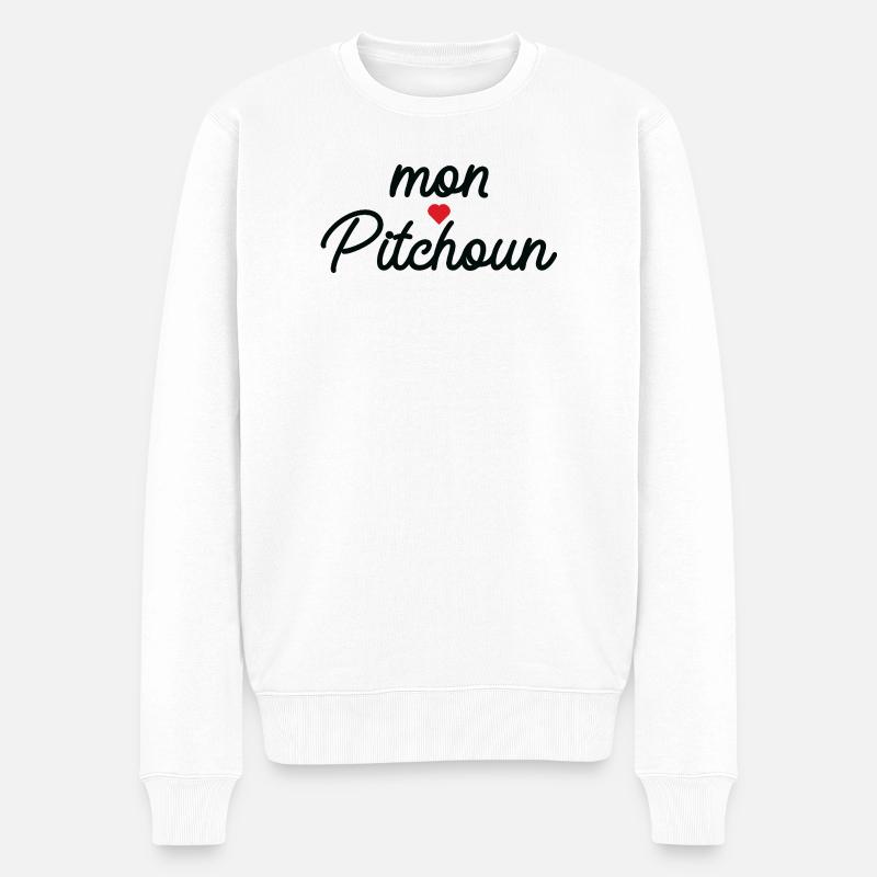 Mein Pitchoun-Herz - Männer Premium Bio Pullover - Weiß