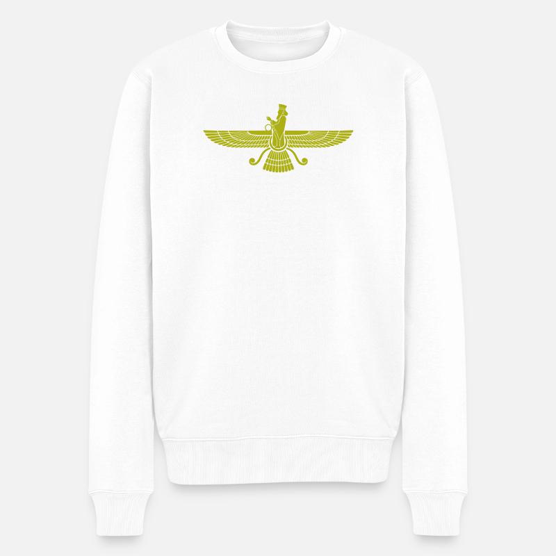 Faravahar-Flügelsymbol Iran Persien - Männer Premium Bio Pullover - Weiß