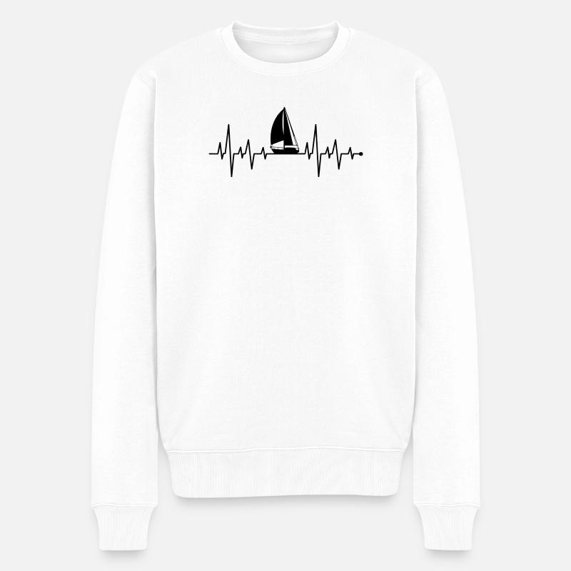 Segelboot Herzschlag - Männer Premium Bio Pullover - Weiß