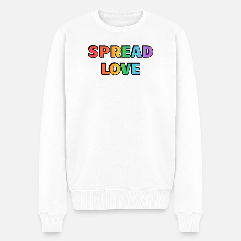 Typographie arc-en-ciel Spread Love - Pull Premium bio Homme - blanc