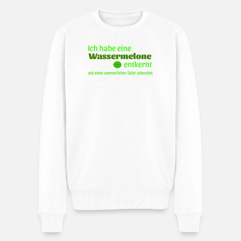 Wassermelone entkernt  - Männer Premium Bio Pullover - Weiß