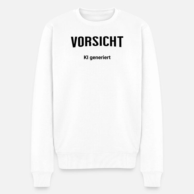 Vorsicht KI Generiert - Männer Premium Bio Pullover - Weiß