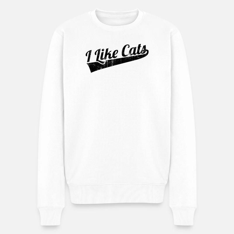 Ich liebe Katzen - Männer Premium Bio Pullover - Weiß