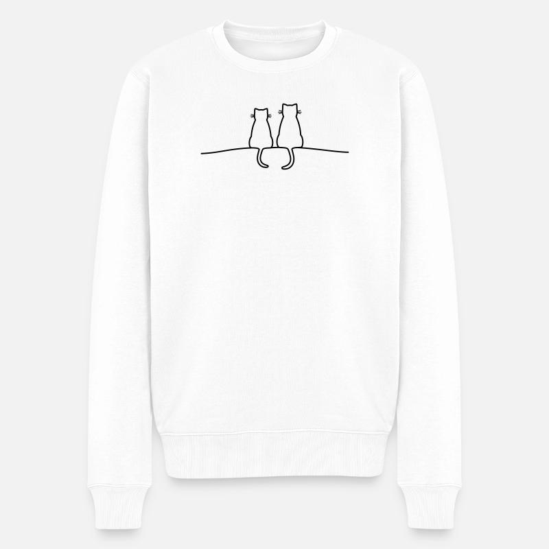 Katzen Silhouette Pärchen Geschenkidee - Männer Premium Bio Pullover - Weiß