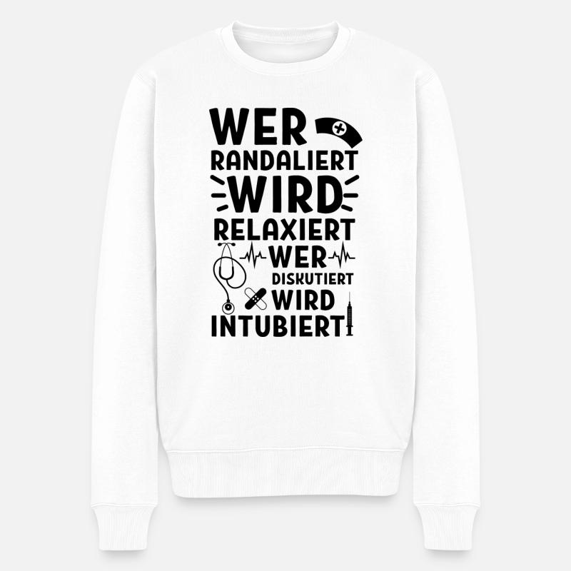 Wird relaxiert Krankenschwester Krankenhaus - Männer Premium Bio Pullover - Weiß