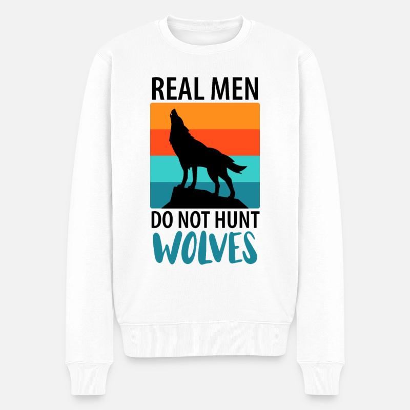 Loup Loups Wolf Pack - Pull Premium bio Homme - blanc