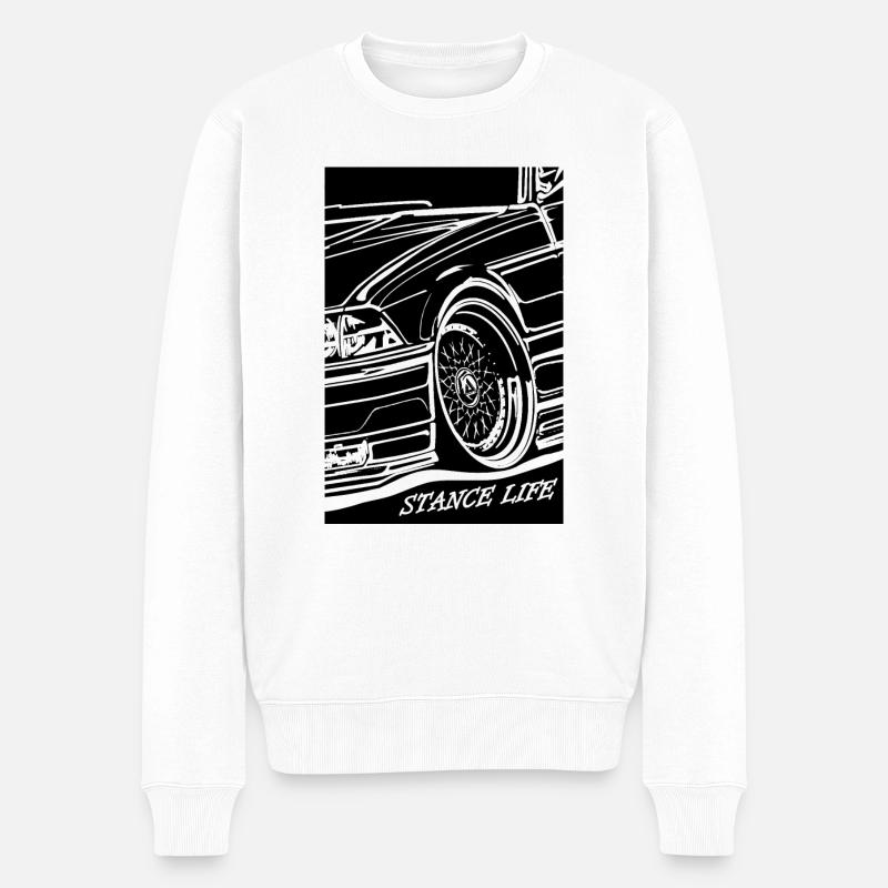 Leben im Auto - Männer Premium Bio Pullover - Weiß