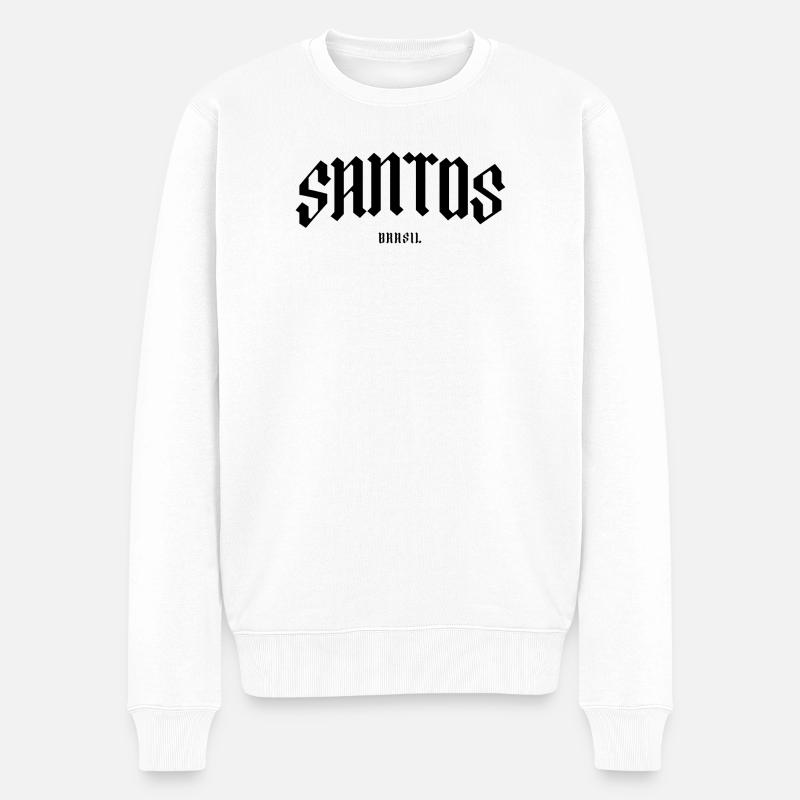 Santos Brasil Blackletter Design - Männer Premium Bio Pullover - Weiß