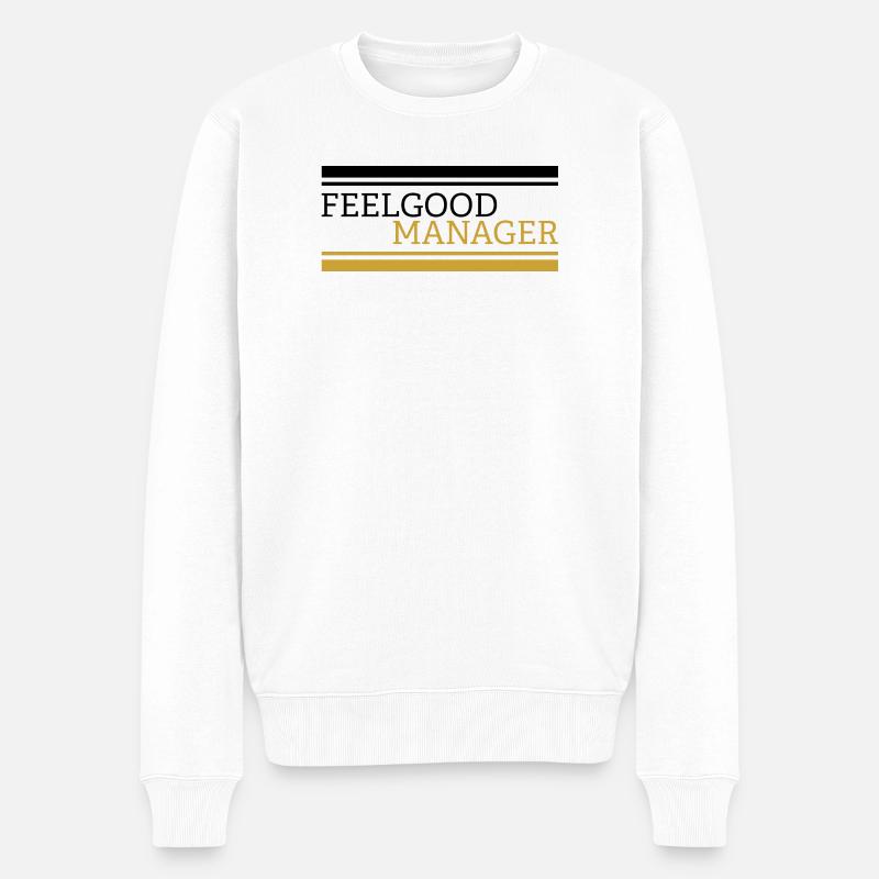 Feelgood manager Design black - Männer Premium Bio Pullover - Weiß