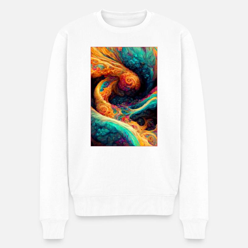 Psychedelic Abstrakt - Männer Premium Bio Pullover - Weiß