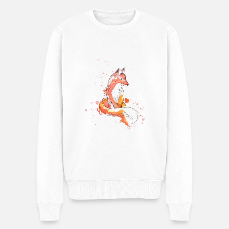 süsser Fuchs mit Herz - Männer Premium Bio Pullover - Weiß