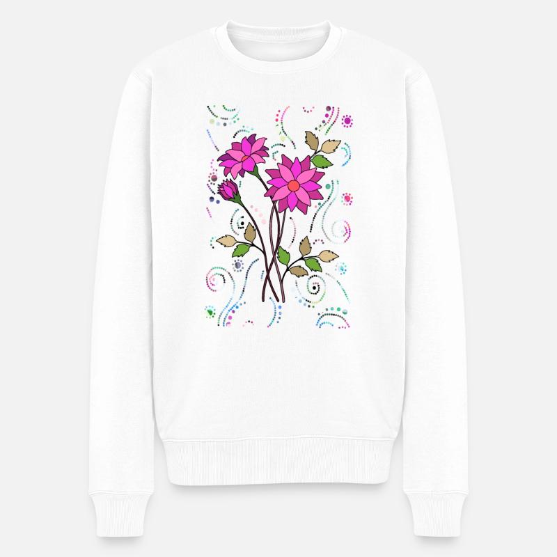 Blumen - Männer Premium Bio Pullover - Weiß