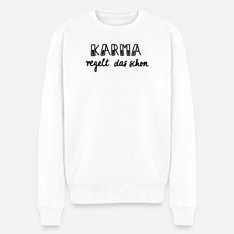 Karma regelt das schon - Männer Premium Bio Pullover - Weiß