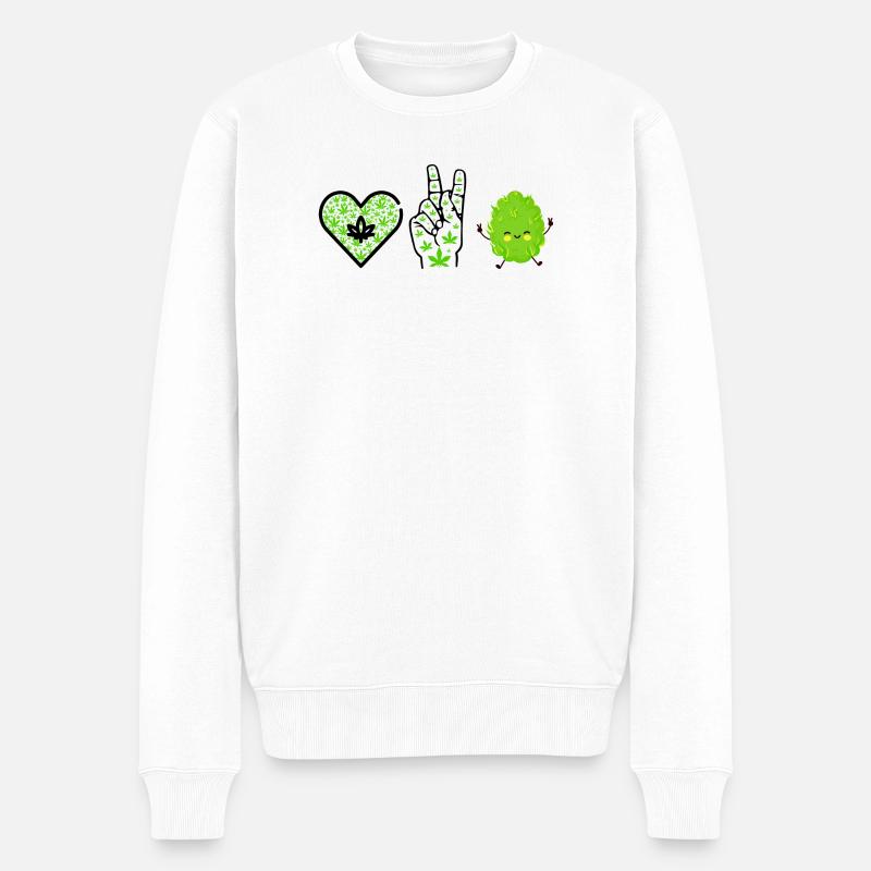 Love Peace Happiness - Männer Premium Bio Pullover - Weiß