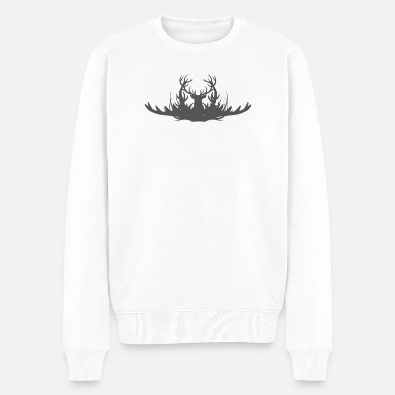 Silhouette de bois de cerf - Pull Premium bio Homme - blanc