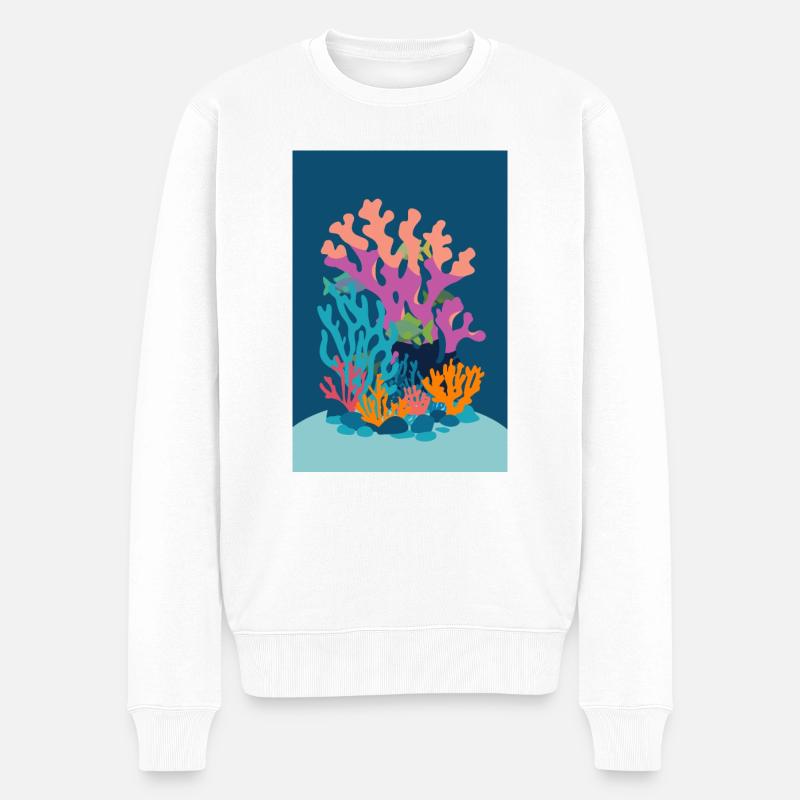 Korallen - Männer Premium Bio Pullover - Weiß