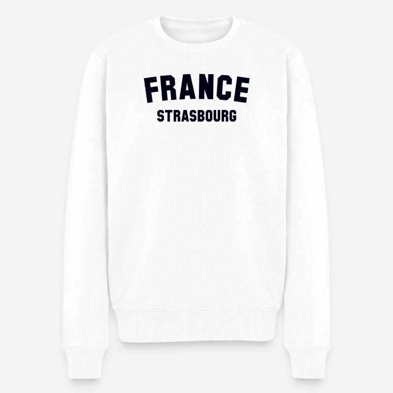 STRASBOURG France - Männer Premium Bio Pullover - Weiß